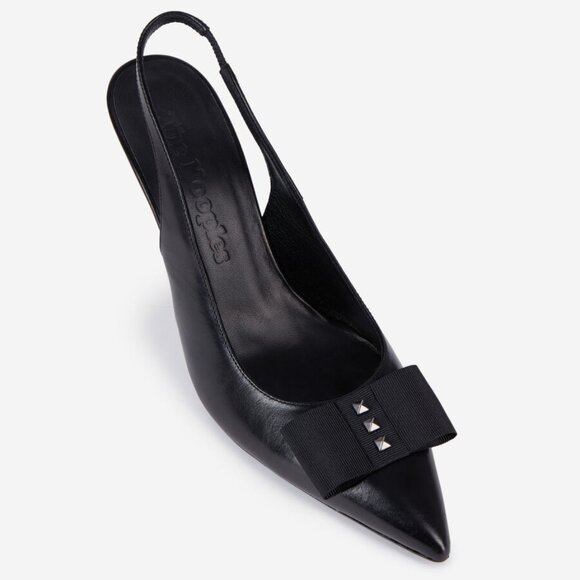 NIB The Kooples Black Leather Slingback Pumps 38 / 7